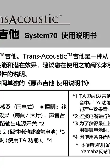 yamaha雅马哈Electric SYSTEM70 Manual
